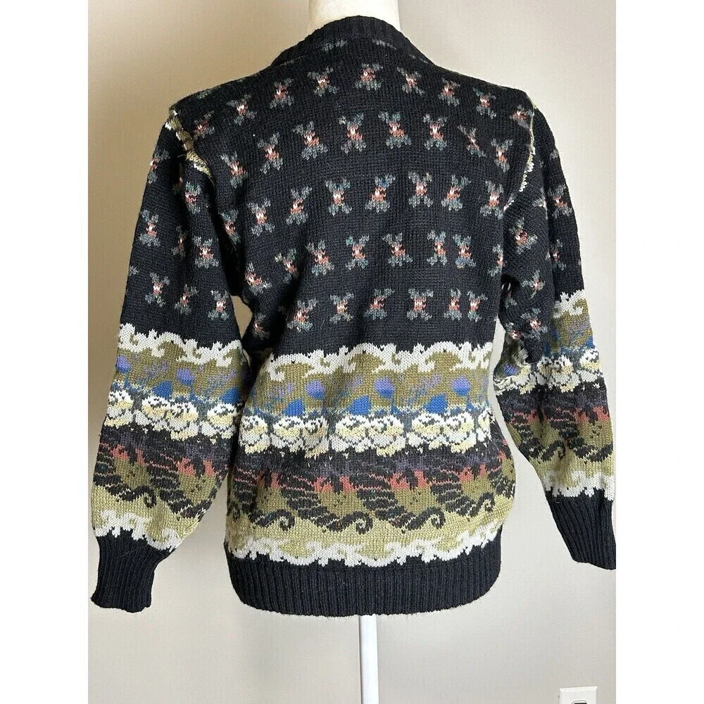 The Import Workshop Vintage Floral Black and Tan Sweater Medium